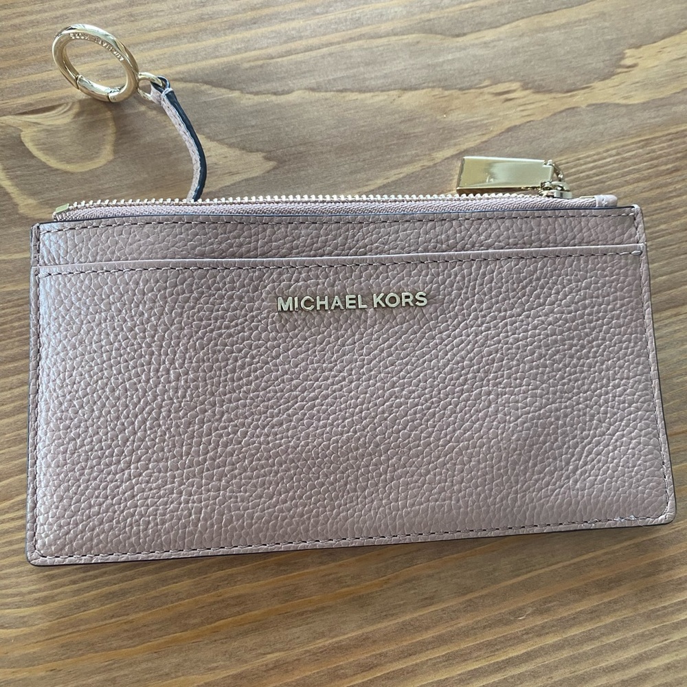 MICHAEL KORS Pink Leather Jet Set Wallet Card Case Long Slim Key #32S86F6D7L